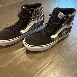 Vans Filmore Hi Platform Plaid Mix Brown/White High Top Sneakers 10